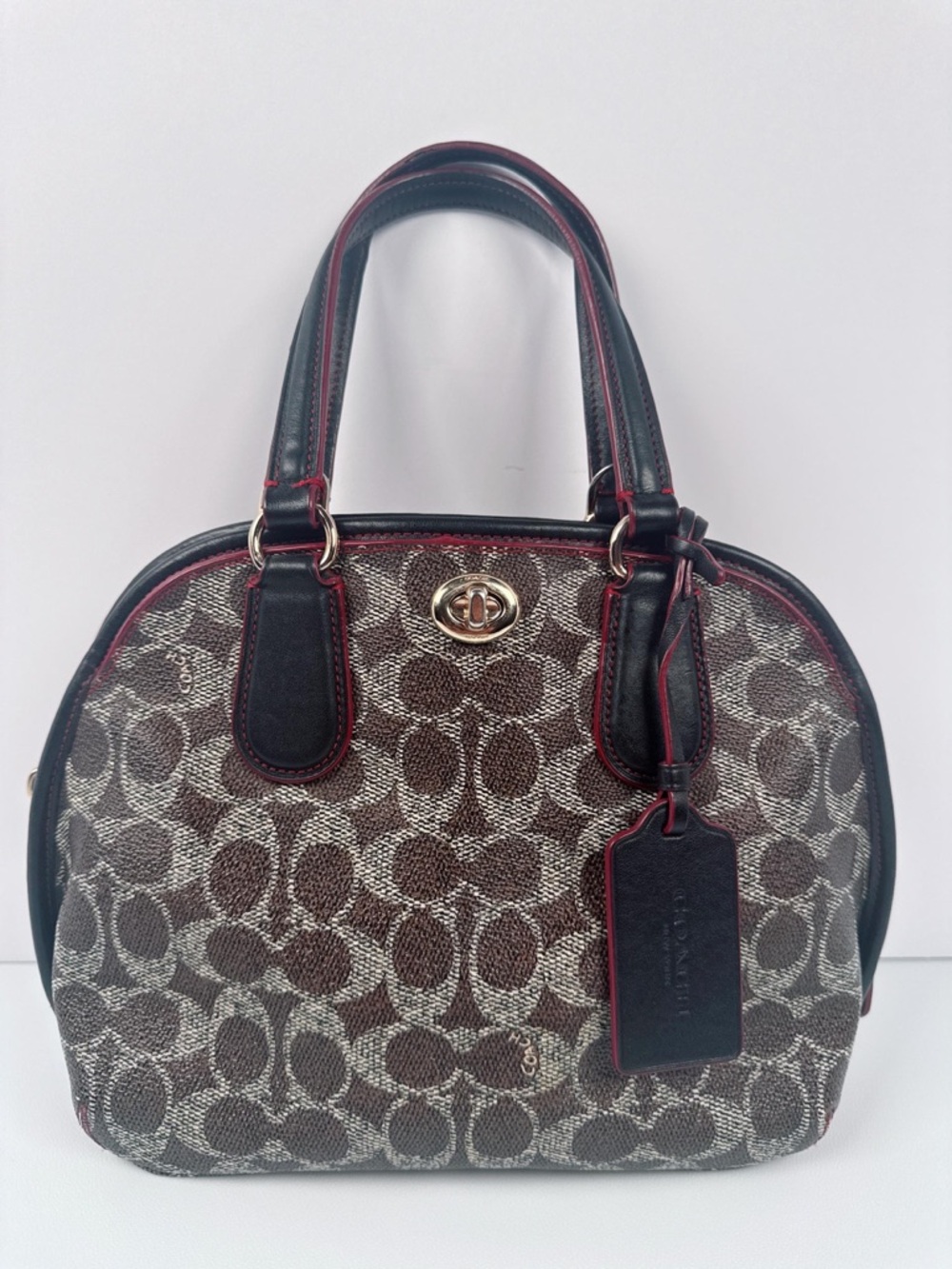 Coach Prince Street Turn lock Dome Crossbody Satchel Style Black/Brown/Red - Picture 2 of 16